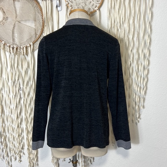 SOLD Misook Two Tone Gray Open Front Cardigan Jacket Small - Picture 3 of 5